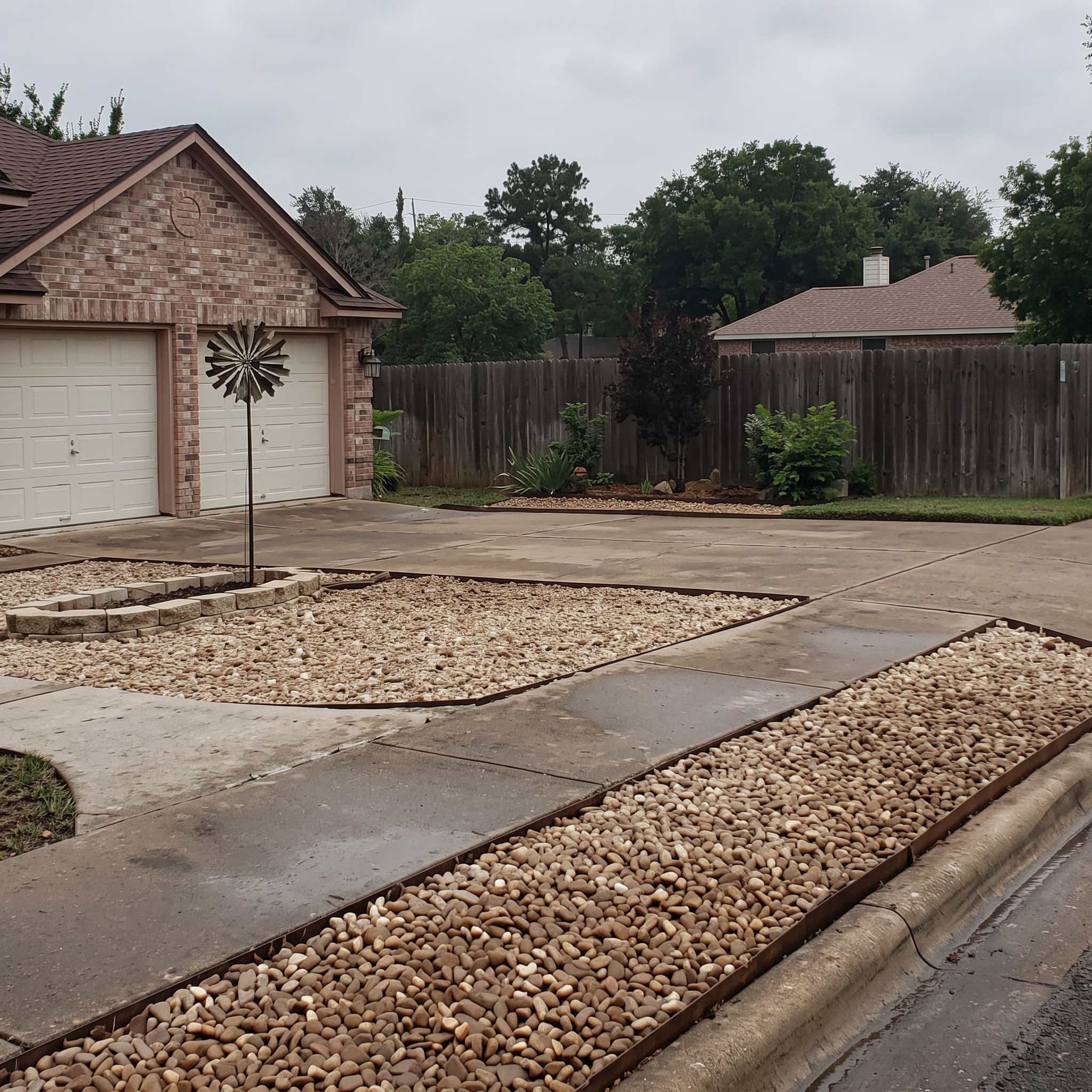 Gravel driveway garage project completed by Austin Yard Oasis in Austin, TX