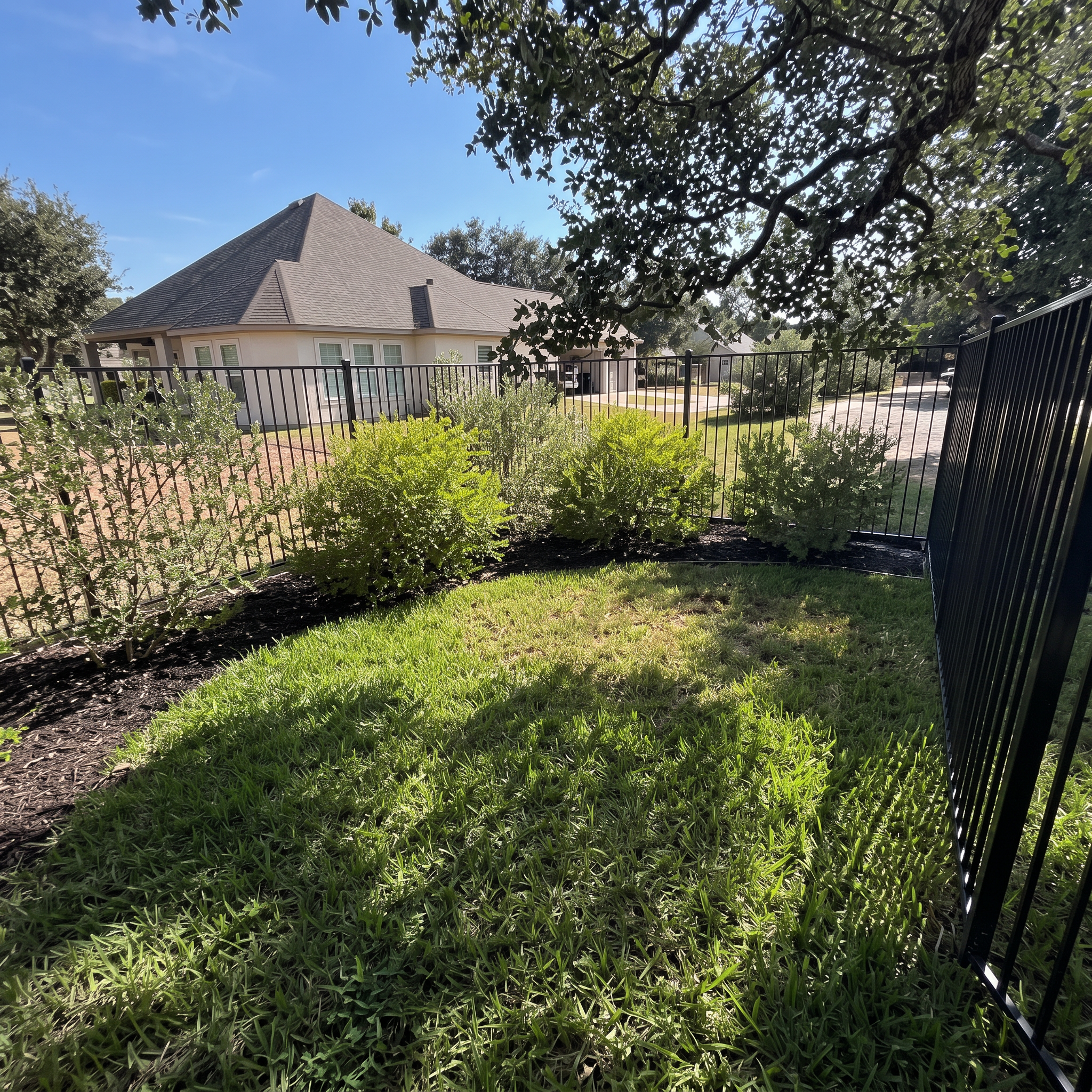 Enclosed backyard lawn mowing project completed by Austin Yard Oasis in Austin, TX