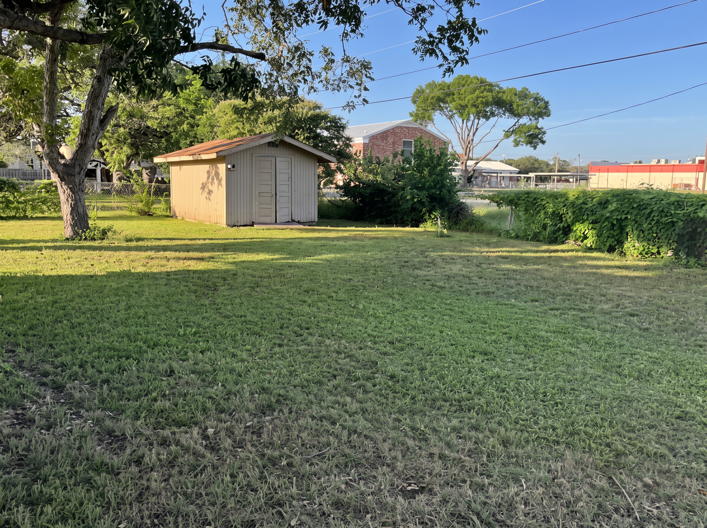Backyard lawn shed project completed by Austin Yard Oasis in Austin, TX
